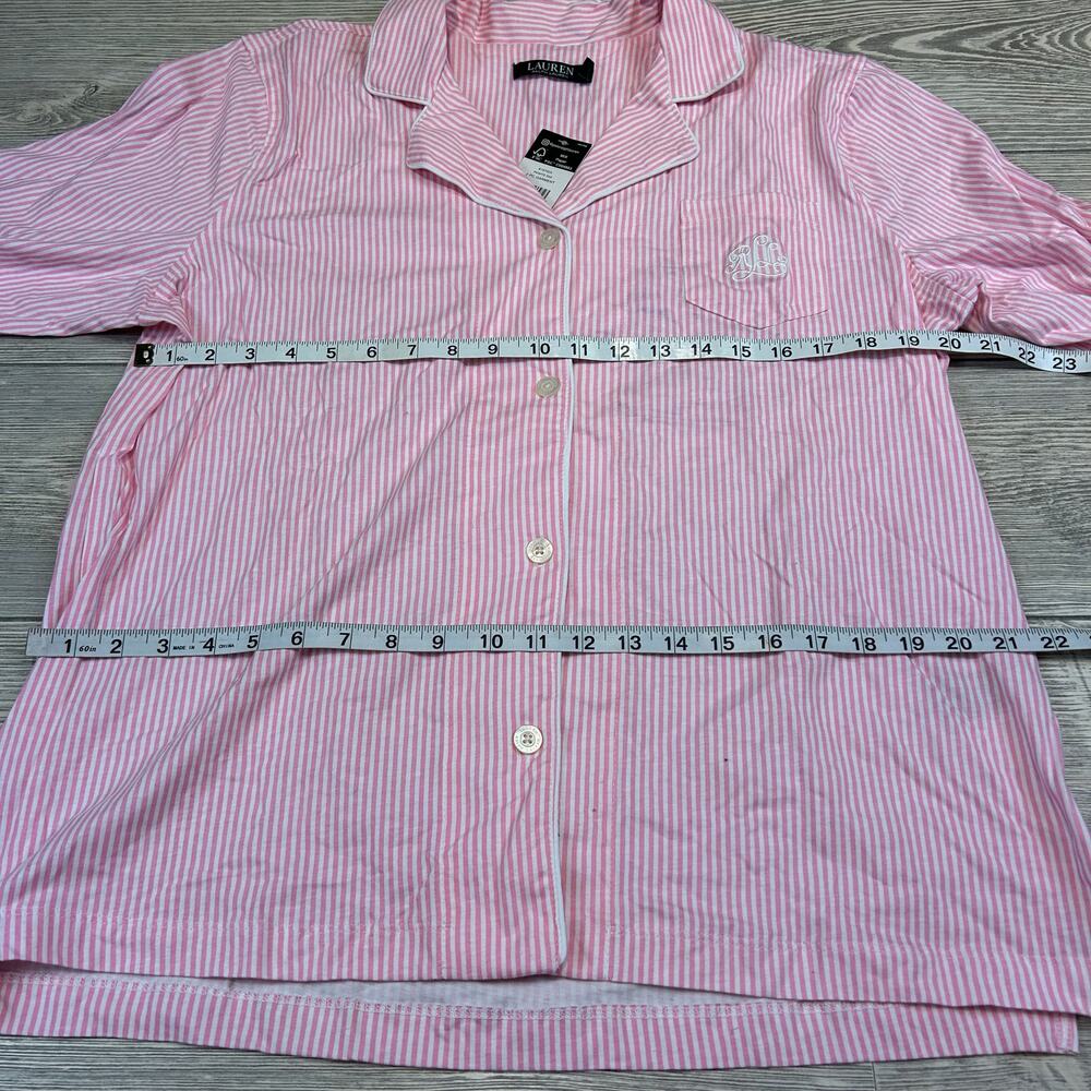 NWT Lauren Ralph Lauren Pink White Striped Cotton Pajama Set 1X - Picture 8 of 9
